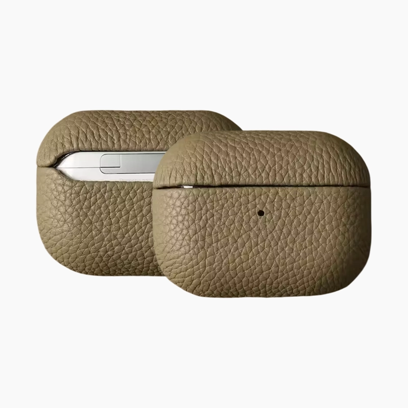 Étui en cuir kaki pour AirPods